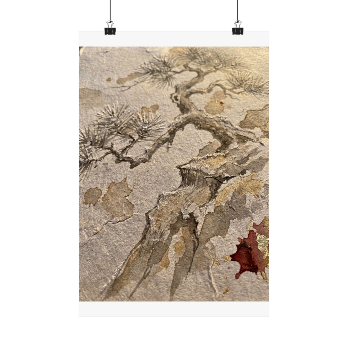 Pine Tree Winter Wall Art Print | Japandi Elegant Design