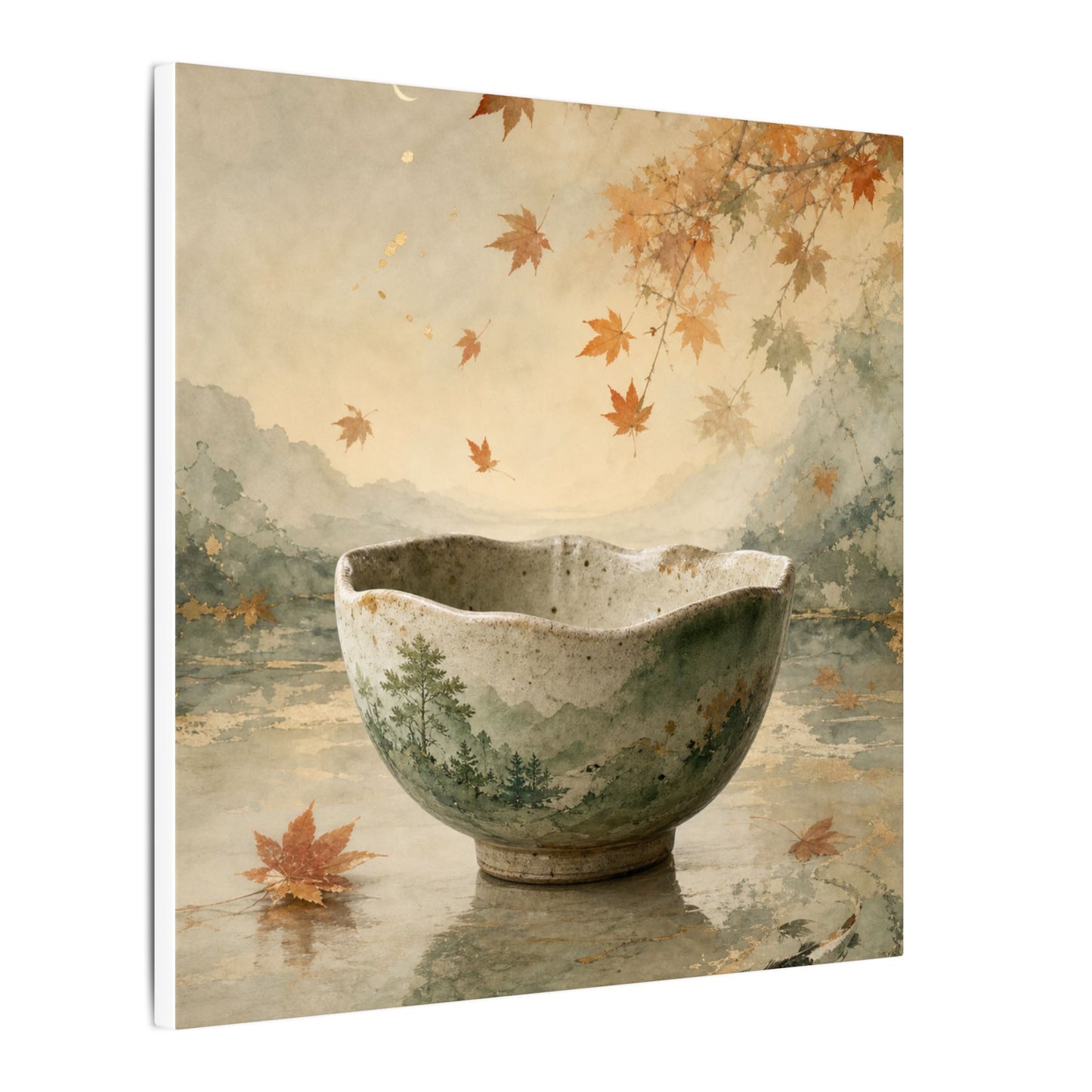 Autumn Ceramic Bowl Watercolor Canvas Art | Cozy Decor