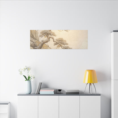 Winter Pine Tree Japanese Pattern Canvas Art | Elegant Decor