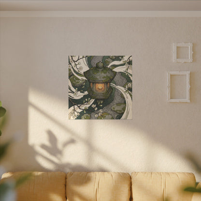 Zen Stone Lantern in Candlelight | Ukiyo E Inspired Canvas Art