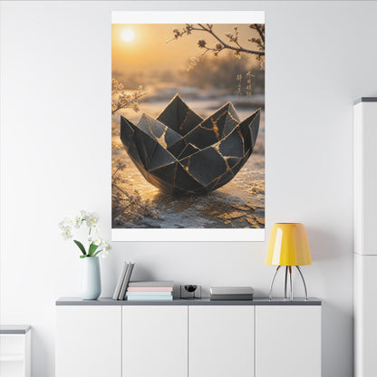 Kintsugi Paper Fold in Golden Hour | Gold Repair Canvas Art