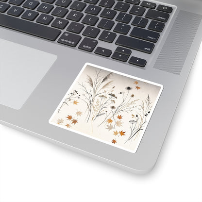 Autumn Dried Flowers Japanese Pattern Sticker | Elegant Decor Art Print