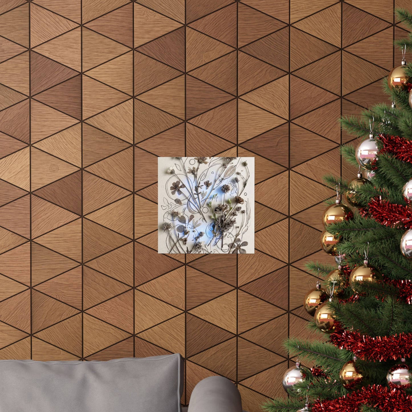 Neutral Dried Flowers Wall Art Print - Minimal Line Japandi