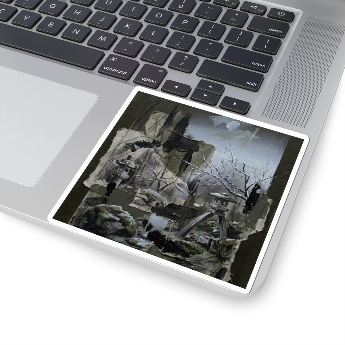 Moonlit Garden Sticker | Winter Dark Japandi Dark Texture Art
