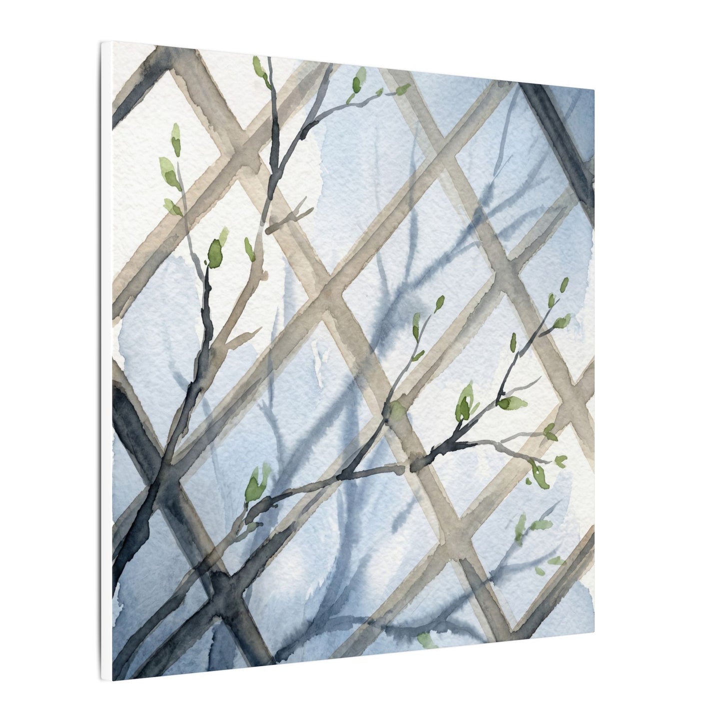 Shoji Screen Canvas Art | Spring Japandi Watercolor Art