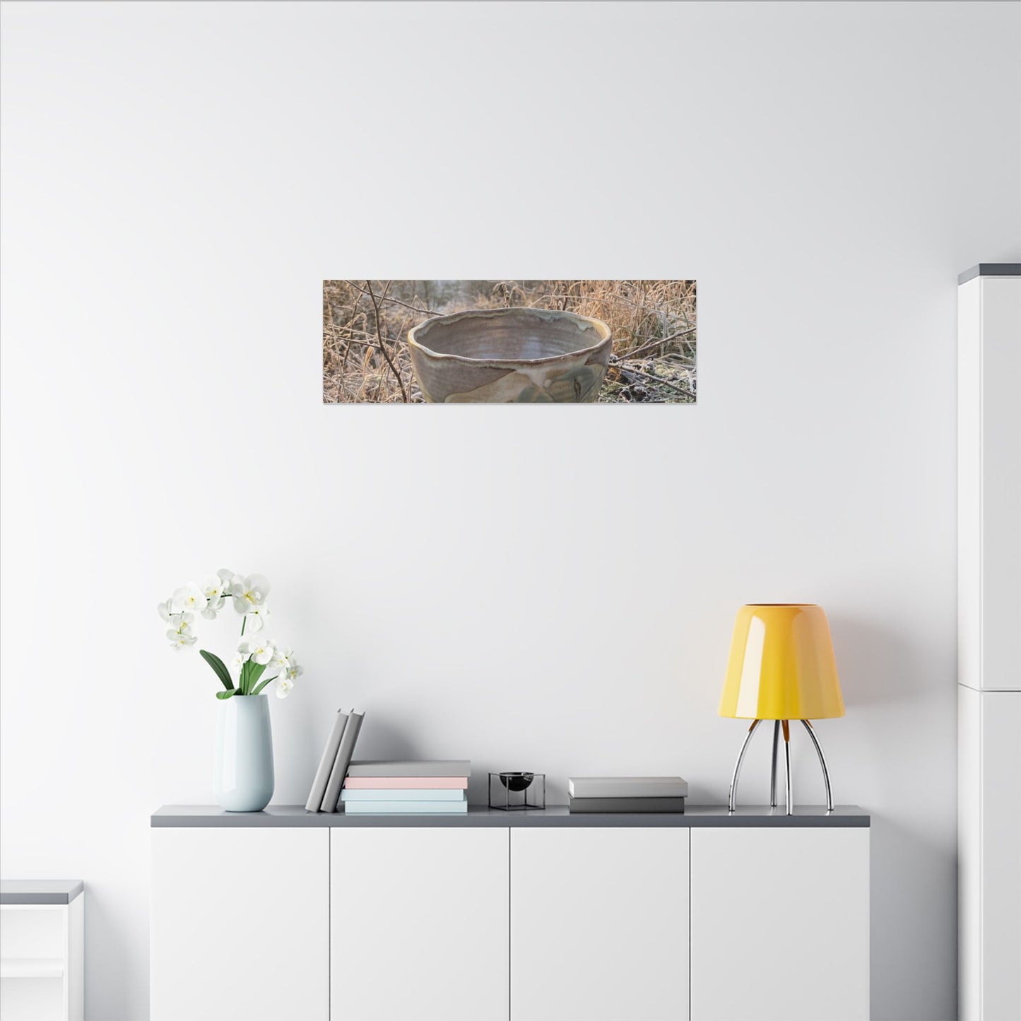 Golden Hour Ceramic Bowl Canvas Art - Japandi Shibui