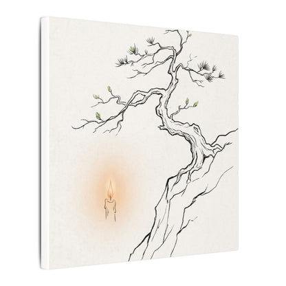 Candlelight Pine Tree Canvas Art - Japandi Shibui