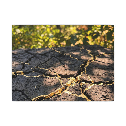 Shibui Cracked Earth Canvas Art - Kintsugi Gold Repair Art Print