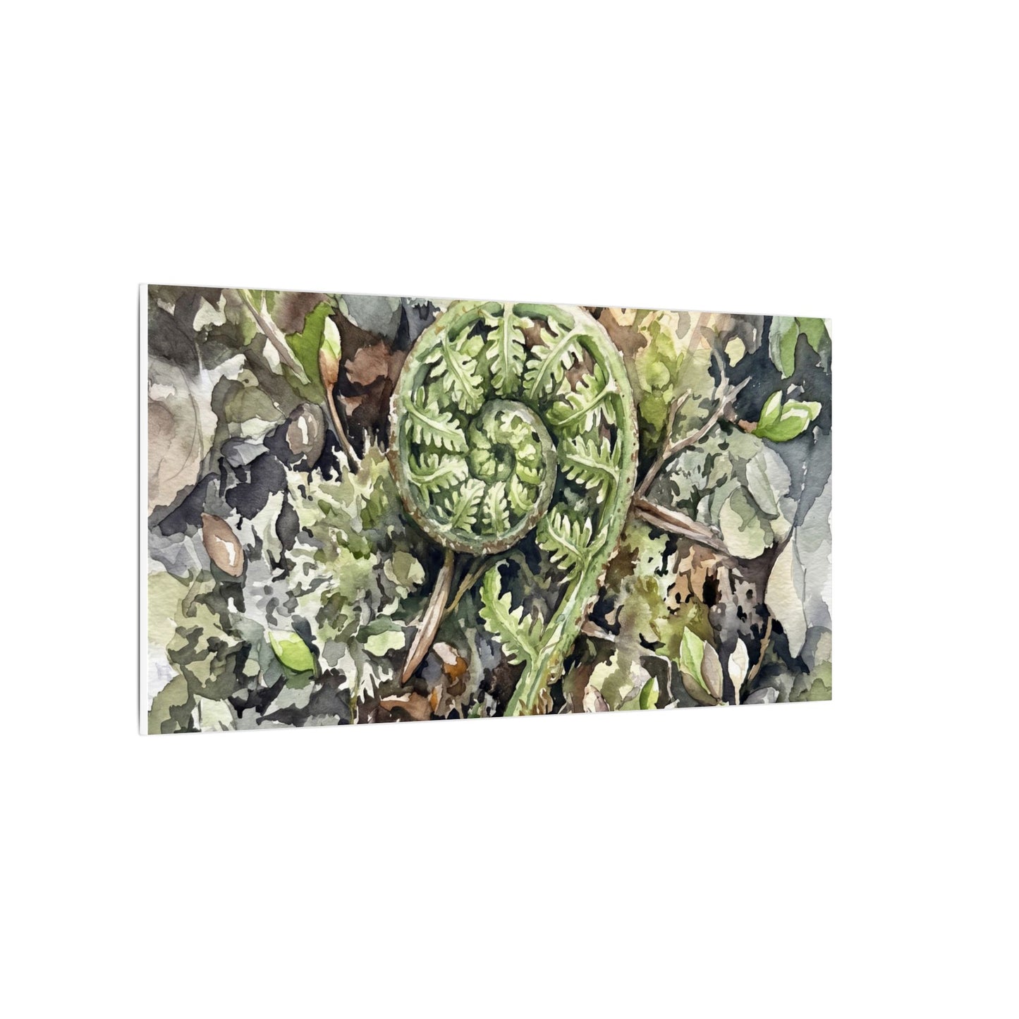 Fern Unfurling Spring Canvas Art | Japandi Neutral Design