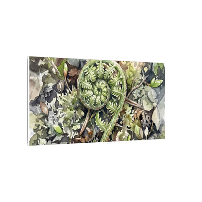 Fern Unfurling Spring Canvas Art | Japandi Neutral Design