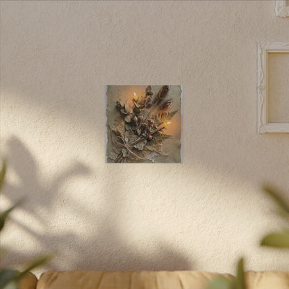 Dried Flowers Texture Canvas Art | Warm Japandi Art