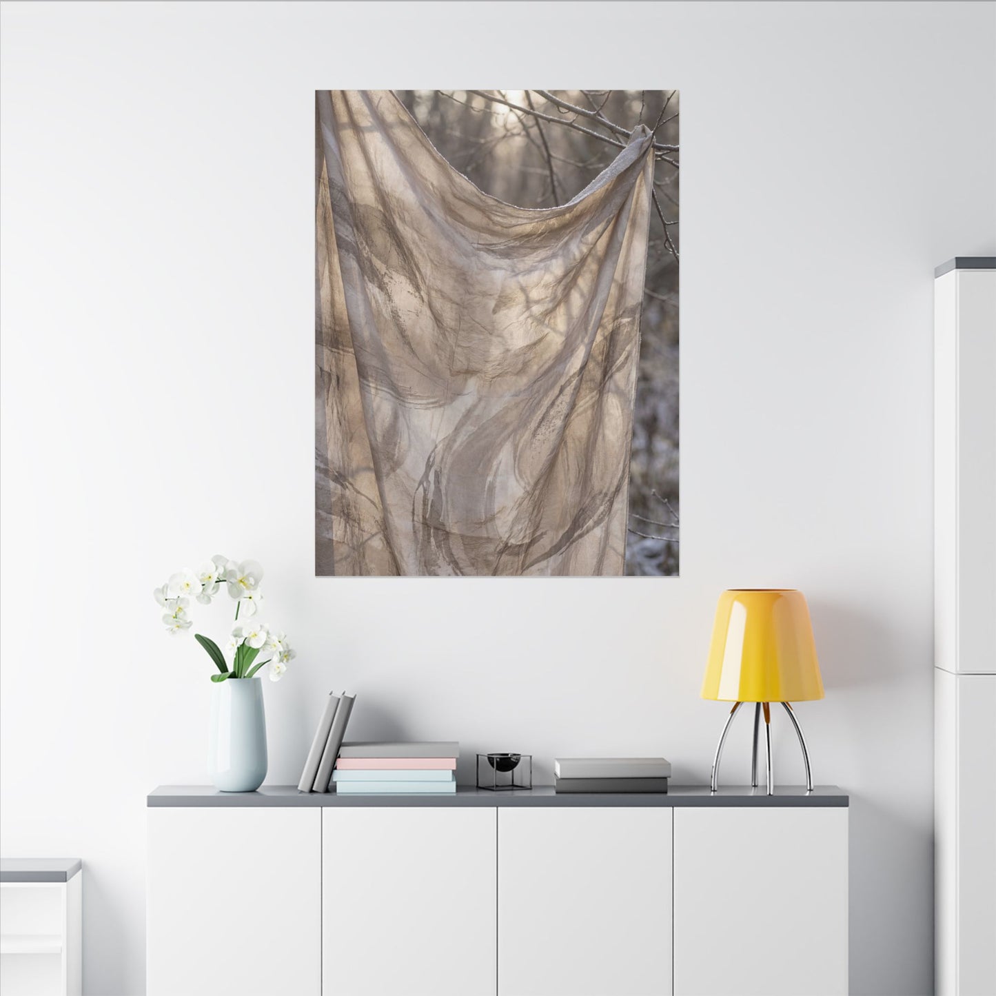 Ma Silk Drape Canvas Art - Japandi Japanese Pattern