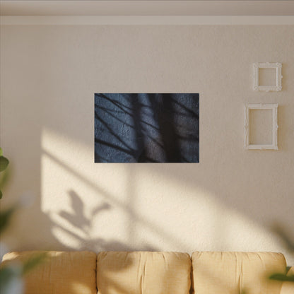 Dark Japandi Shadow Play in Moonlight | Moody Minimal Canvas Art
