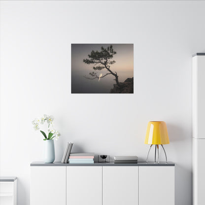 Dawn Pine Tree Canvas Art - Dark Japandi Datsuzoku