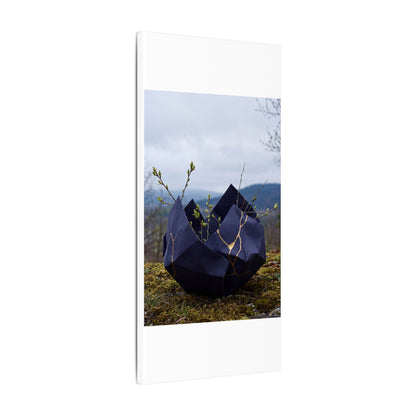Paper Fold Canvas Art | Spring Kintsugi Gold Repair Art