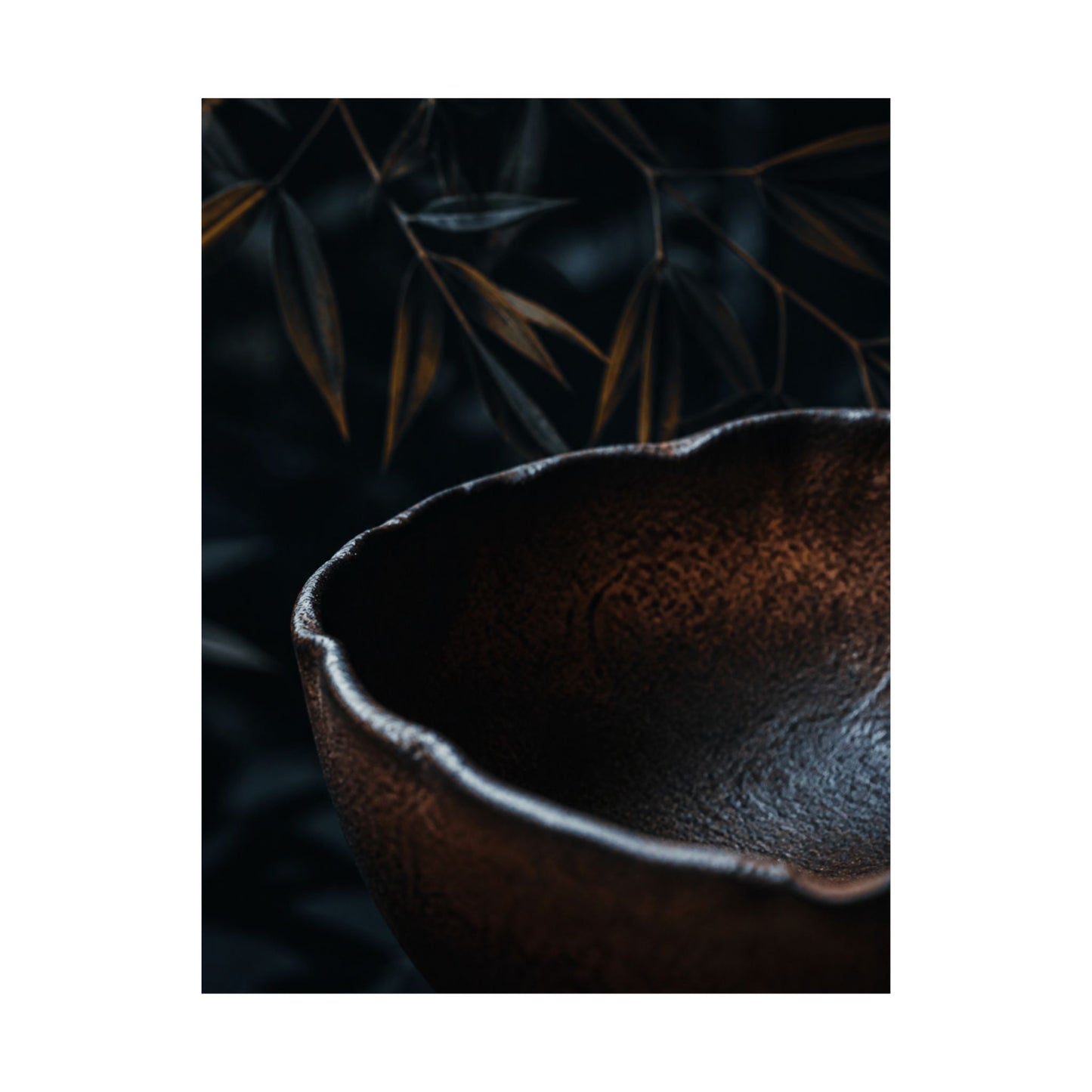 Moonlight Ceramic Bowl Wall Art Print - Dark Japandi Kanso
