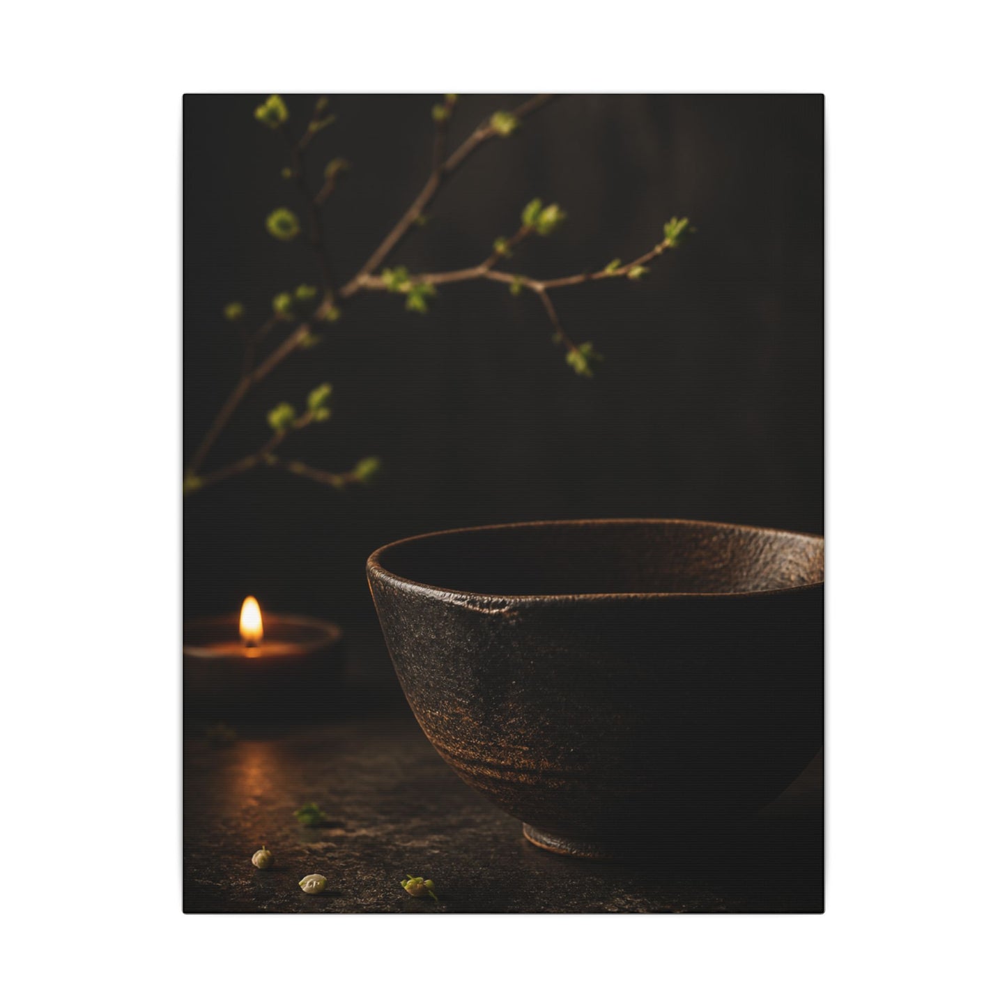 Moody Ceramic Bowl Canvas Art - Shadow Zen Dark Japandi