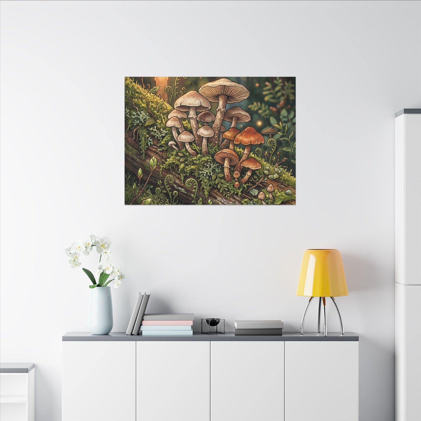Spring Wild Mushrooms Herbarium Canvas Art | Rustic Decor