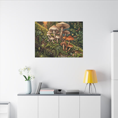 Spring Wild Mushrooms Herbarium Canvas Art | Rustic Decor
