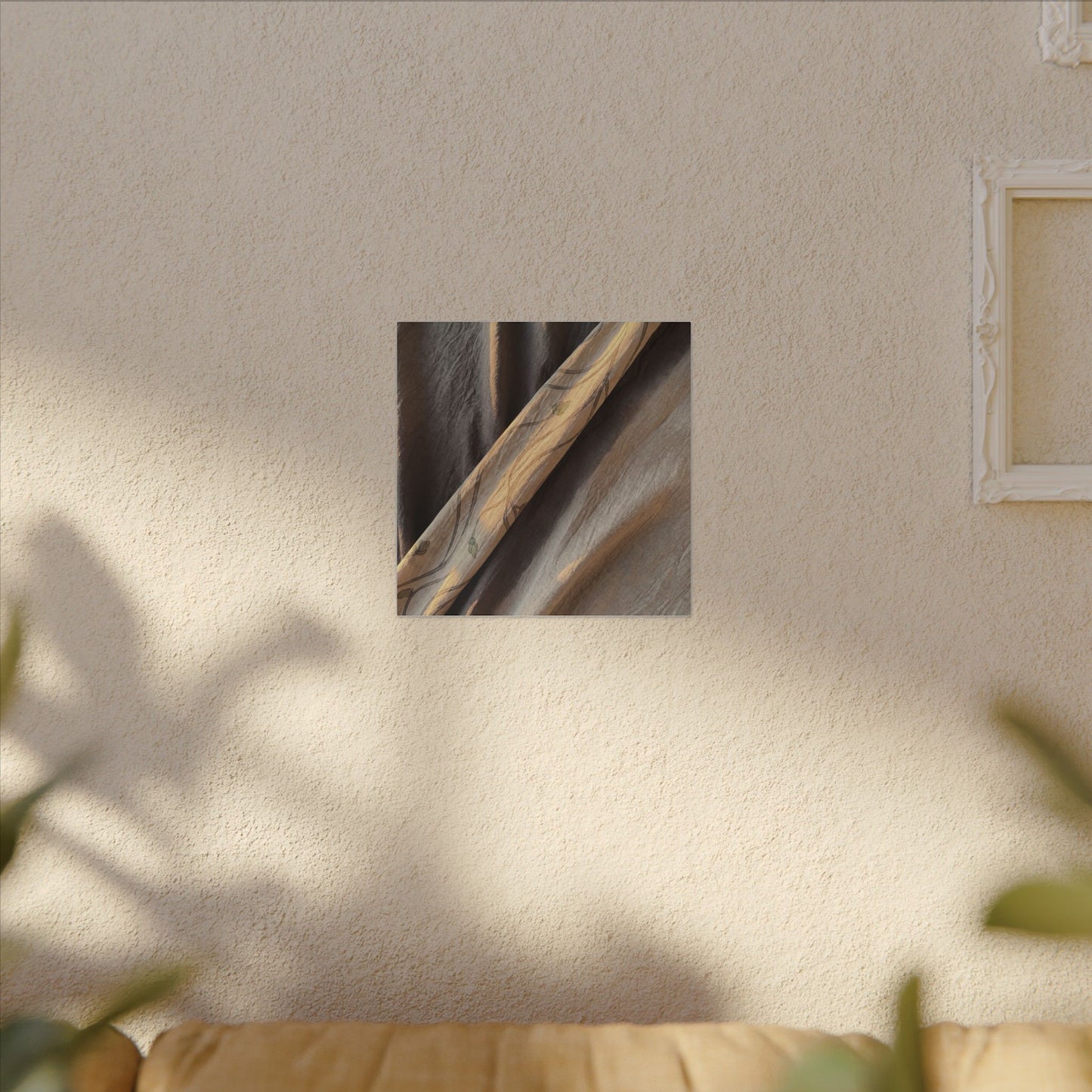 Warm Silk Drape Canvas Art - Japanese Pattern Japandi
