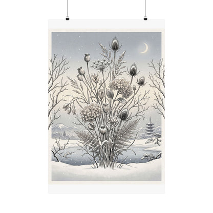 Zen Dried Flowers in Dawn | Ukiyo E Inspired Wall Art Print
