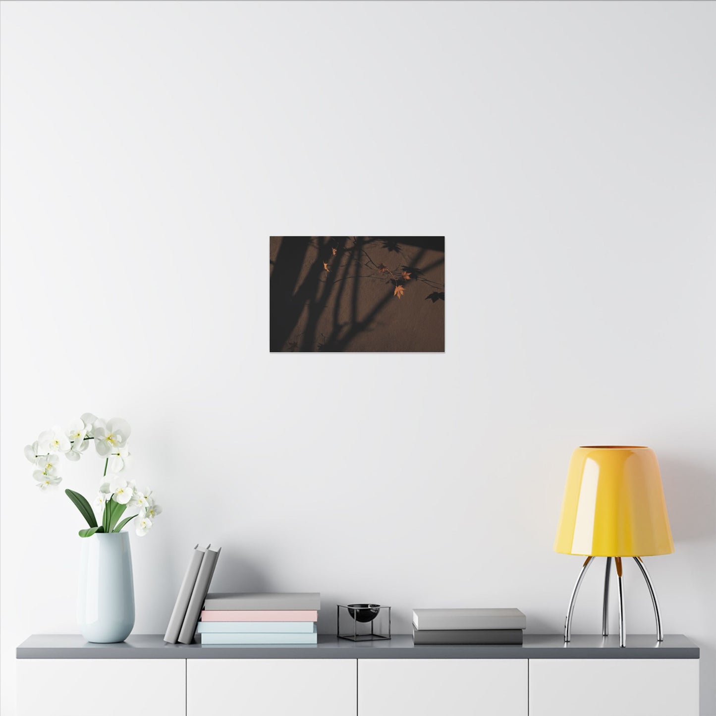 Shadow Play Autumn Canvas Art | Dark Japandi Luxurious Design