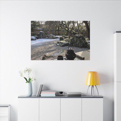 Winter Tea Ceremony Karesansui Canvas Art | Serene Decor