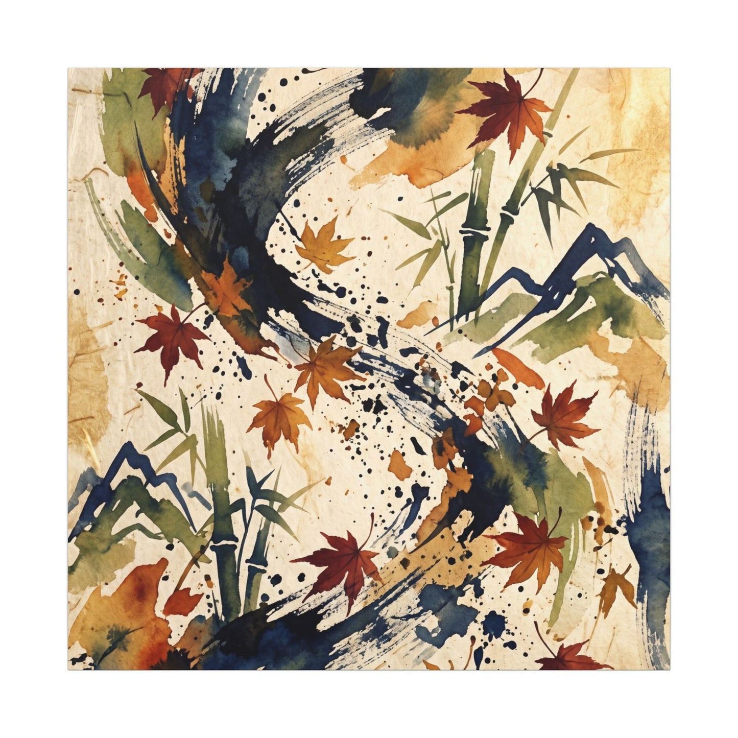 Golden Hour Ink Brushstroke Canvas Art - Zen Shibui