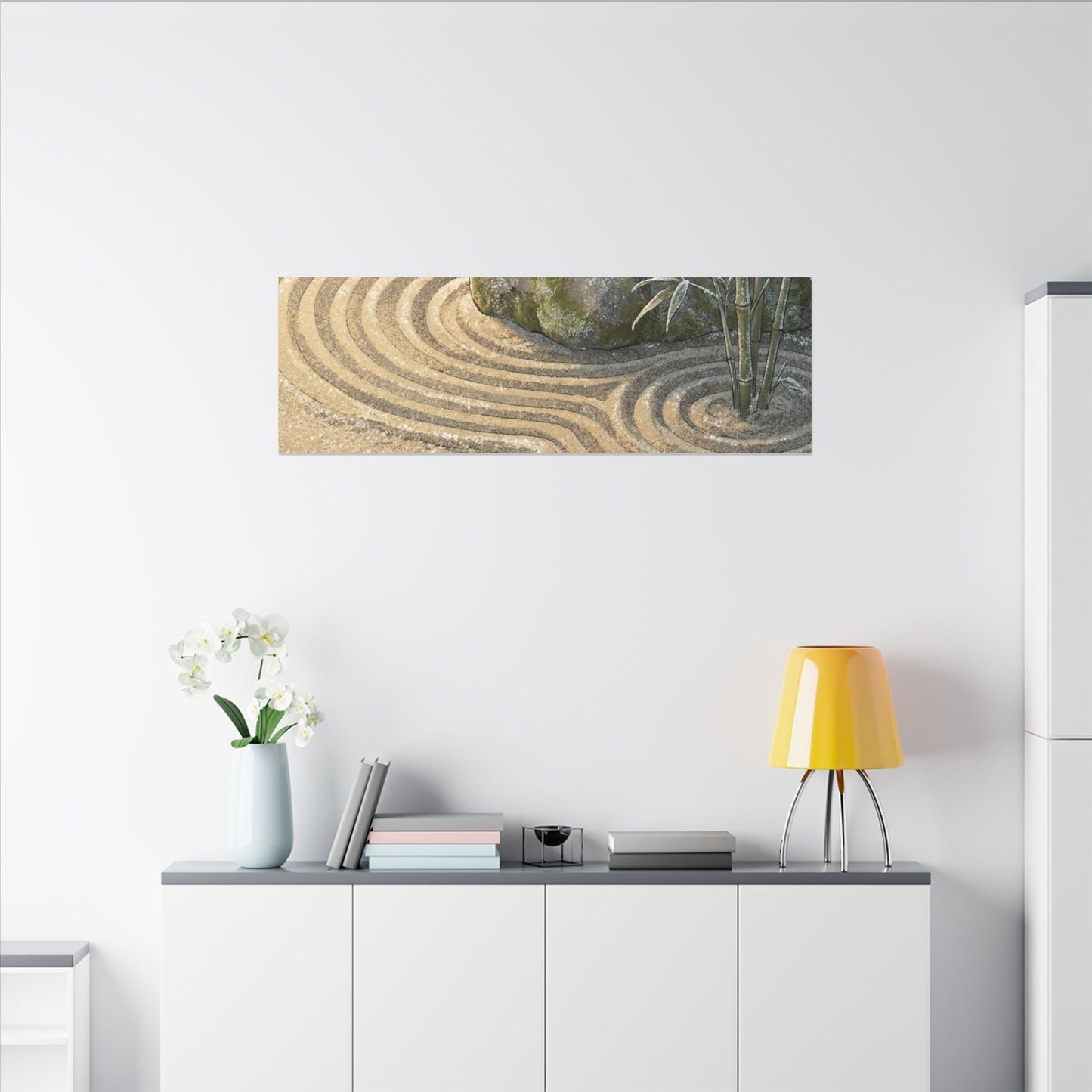 Rock Garden Winter Canvas Art | Zen Peaceful Design