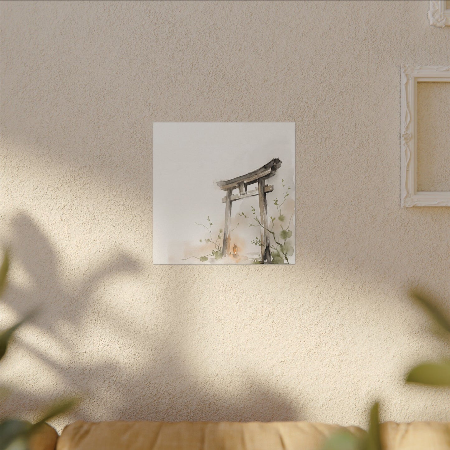 Fukinsei Torii Gate Canvas Art - Japandi Watercolor