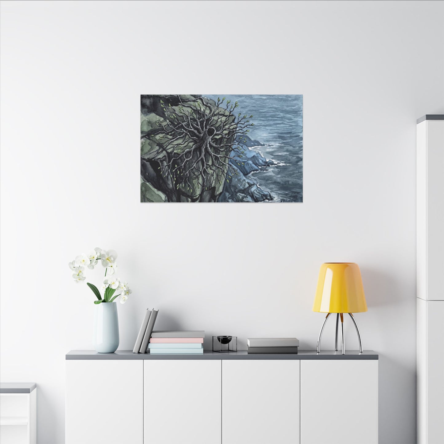 Pine Tree Spring Canvas Art | Japandi Neutral Design