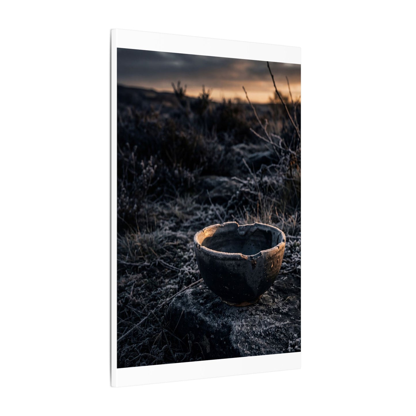 Kanso Ceramic Bowl Canvas Art - Dark Japandi Dark Texture