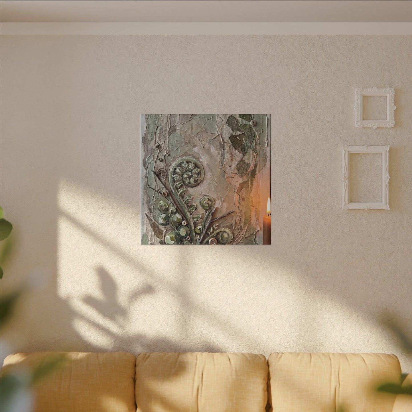 Datsuzoku Fern Unfurling Canvas Art - Japandi Texture