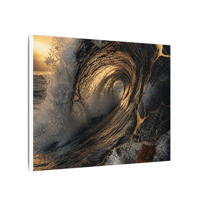 Kanso Ocean Wave Canvas Art - Kintsugi Gold Vein
