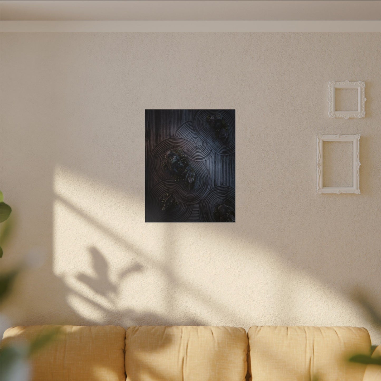 Spring Rock Garden Charcoal Ink Canvas Art | Bold Decor
