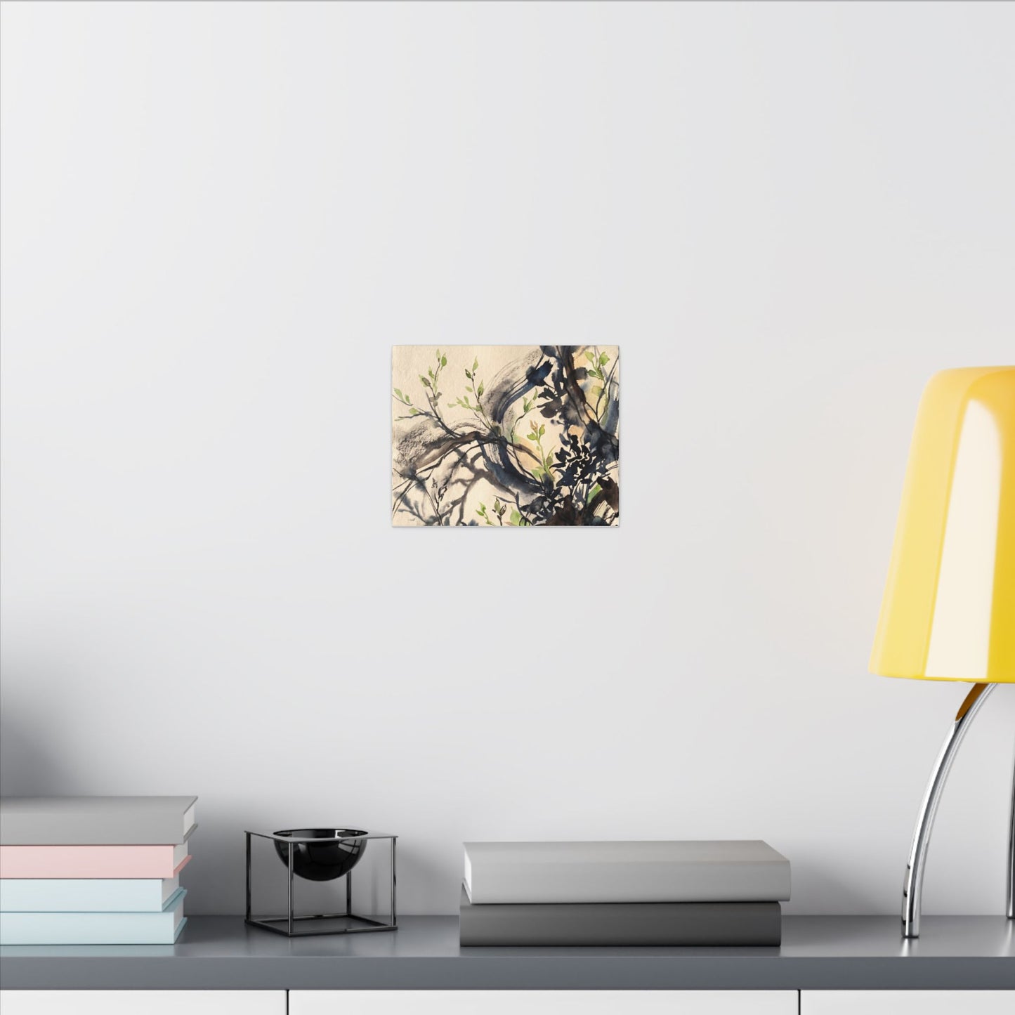 Ma Shadow Play Canvas Art - Dark Japandi Charcoal Ink