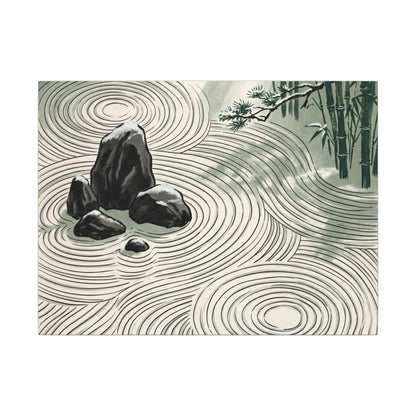 Shibui Rock Garden Canvas Art - Zen Ukiyo E Inspired