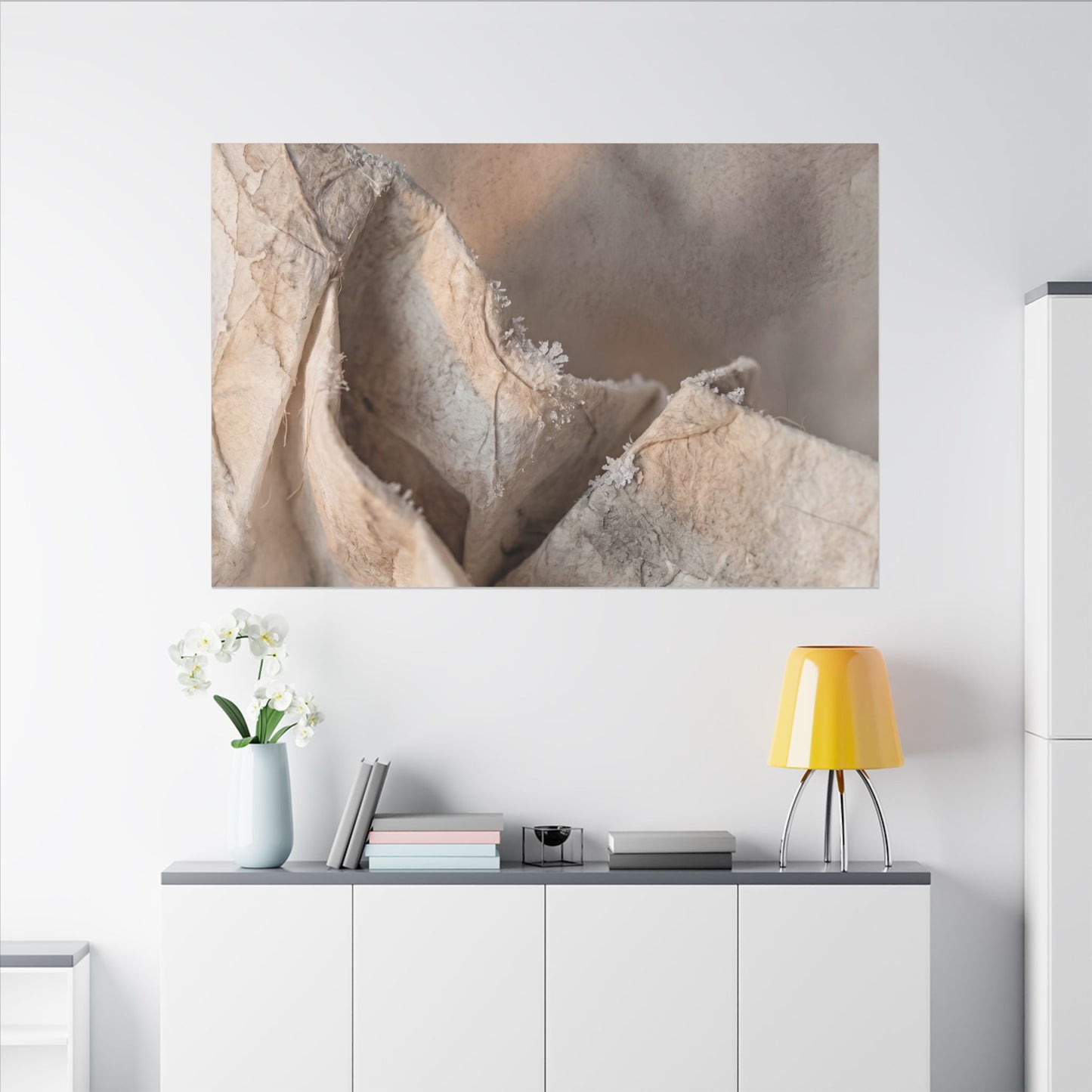 Japandi Paper Fold in Candlelight | Watercolor Canvas Art