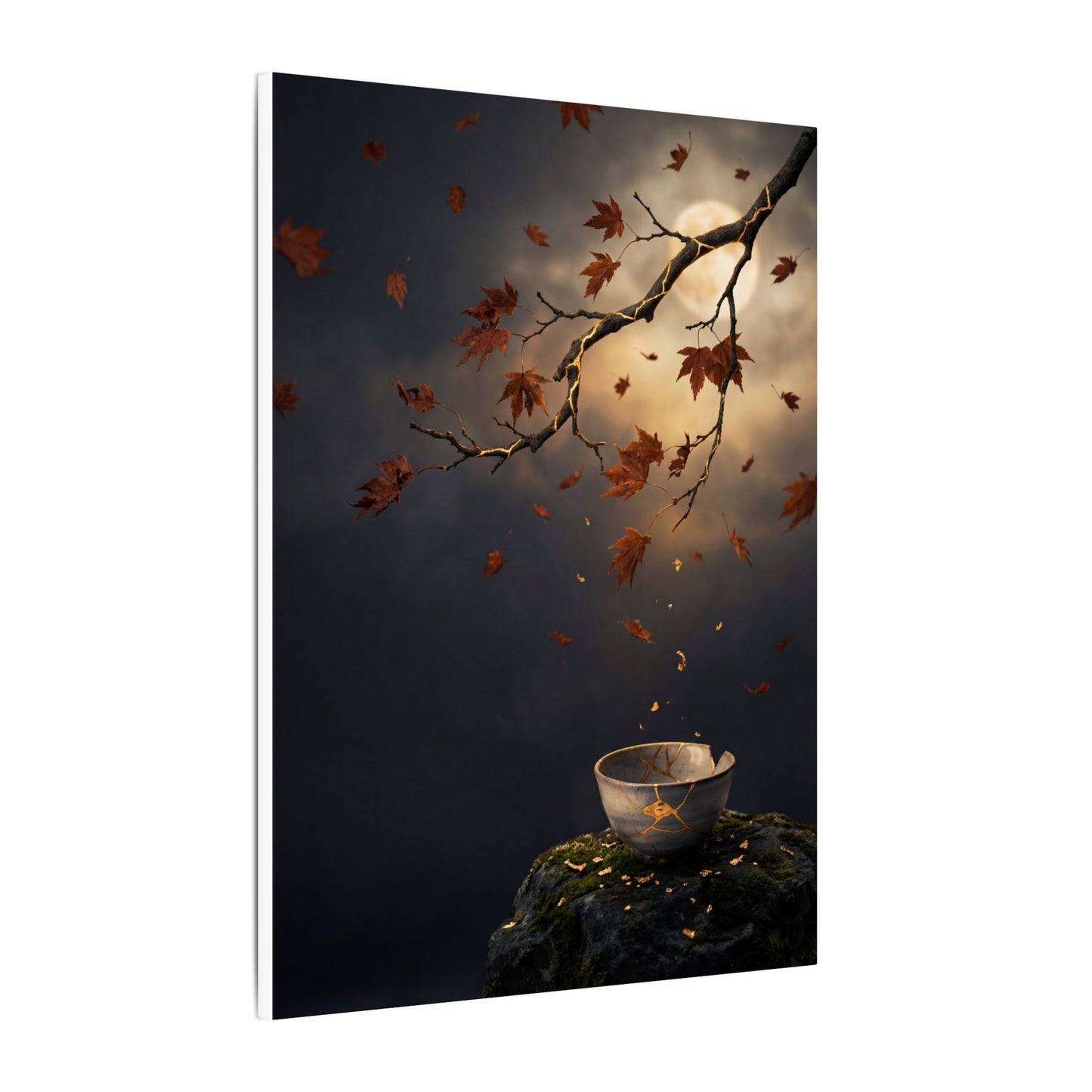 Moonlit Garden Gold Repair Canvas Art | Beautiful Kintsugi Art