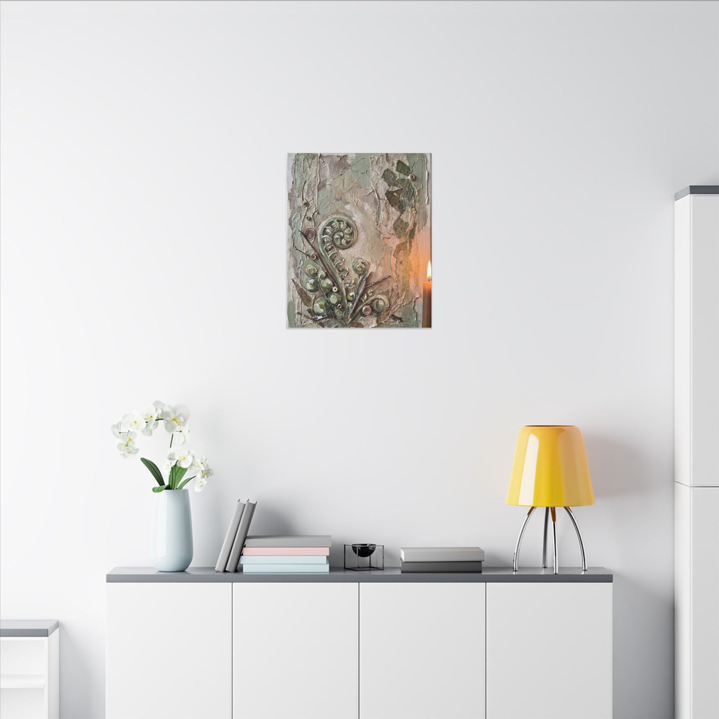 Datsuzoku Fern Unfurling Canvas Art - Japandi Texture
