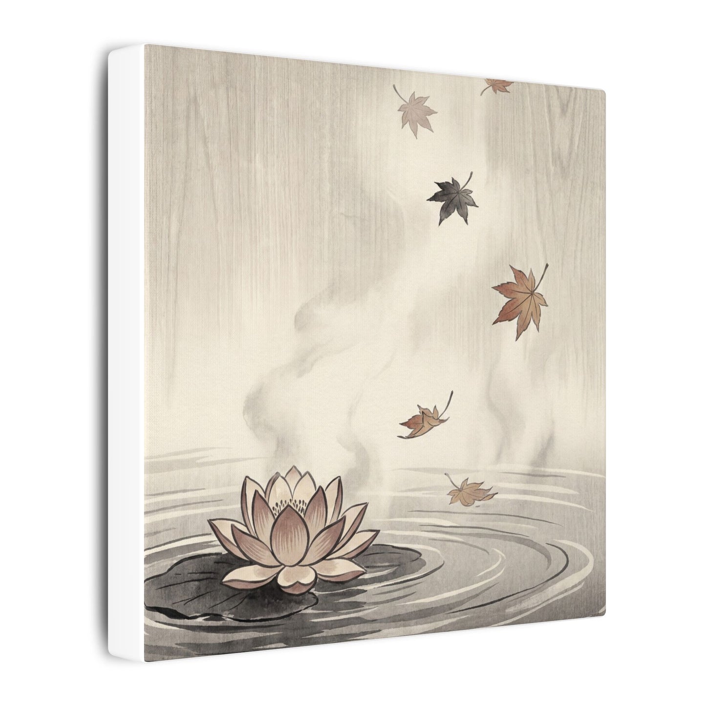 Lotus Flower Canvas Art | Autumn Zen Ukiyo E Inspired Art