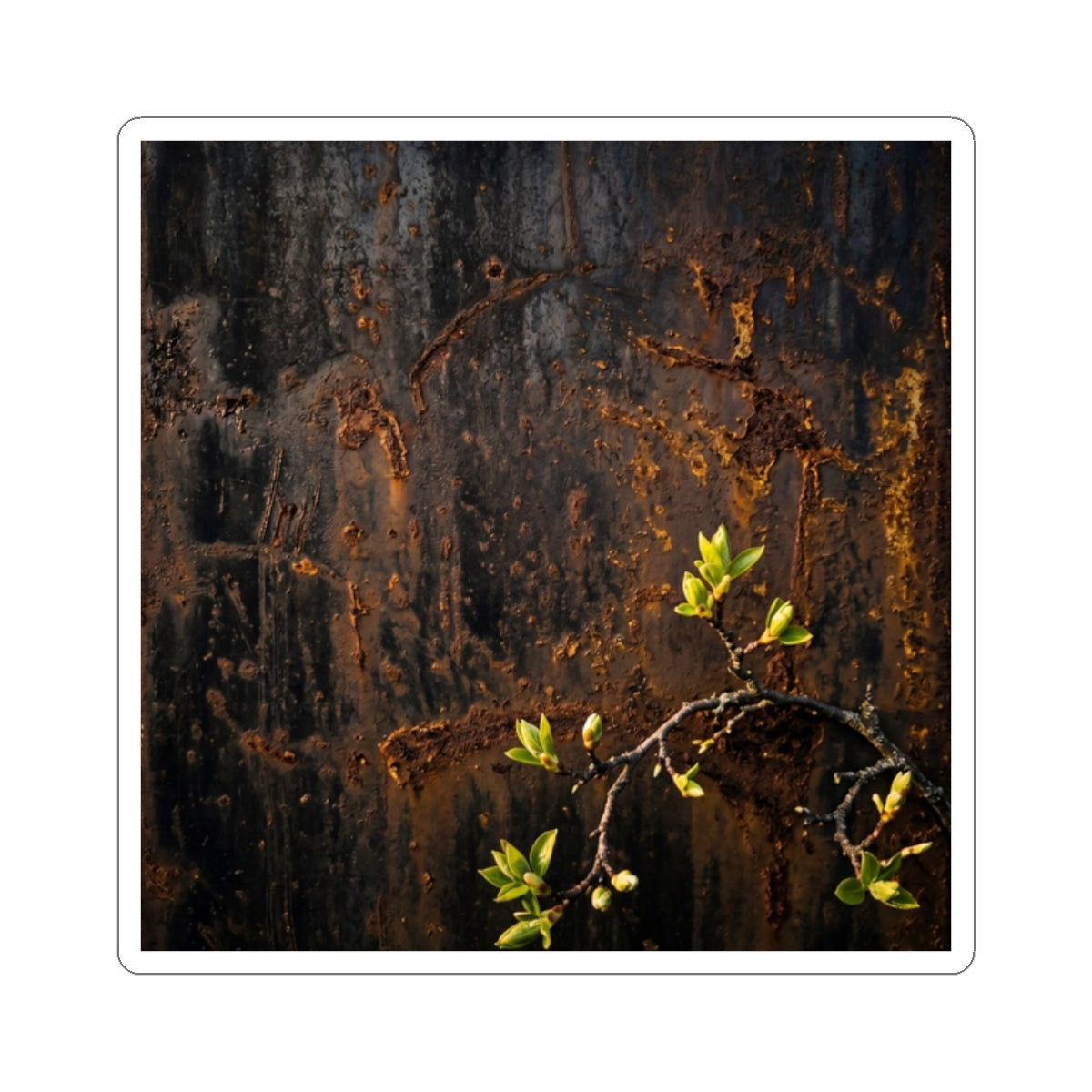 Dark Japandi Rust Patina in Golden Hour | Moody Minimal Sticker