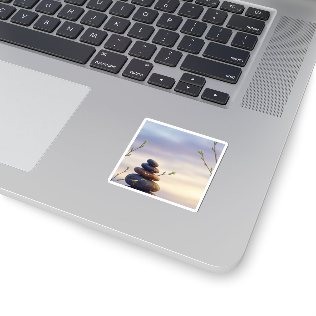 Kintsugi River Stones in Dawn | Gold Vein Sticker