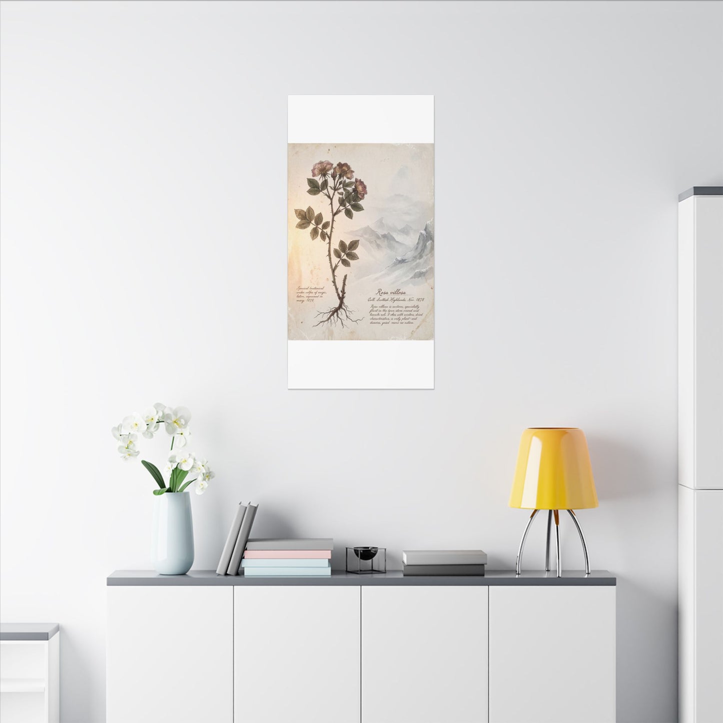 Winter Mountain Mist Herbarium Canvas Art | Earthy Decor