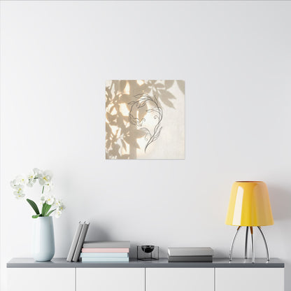 Warm Shoji Screen Canvas Art - Minimal Line Japandi