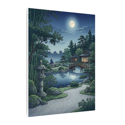 Summer Moonlit Garden Ukiyo E Inspired Canvas Art | Serene Decor