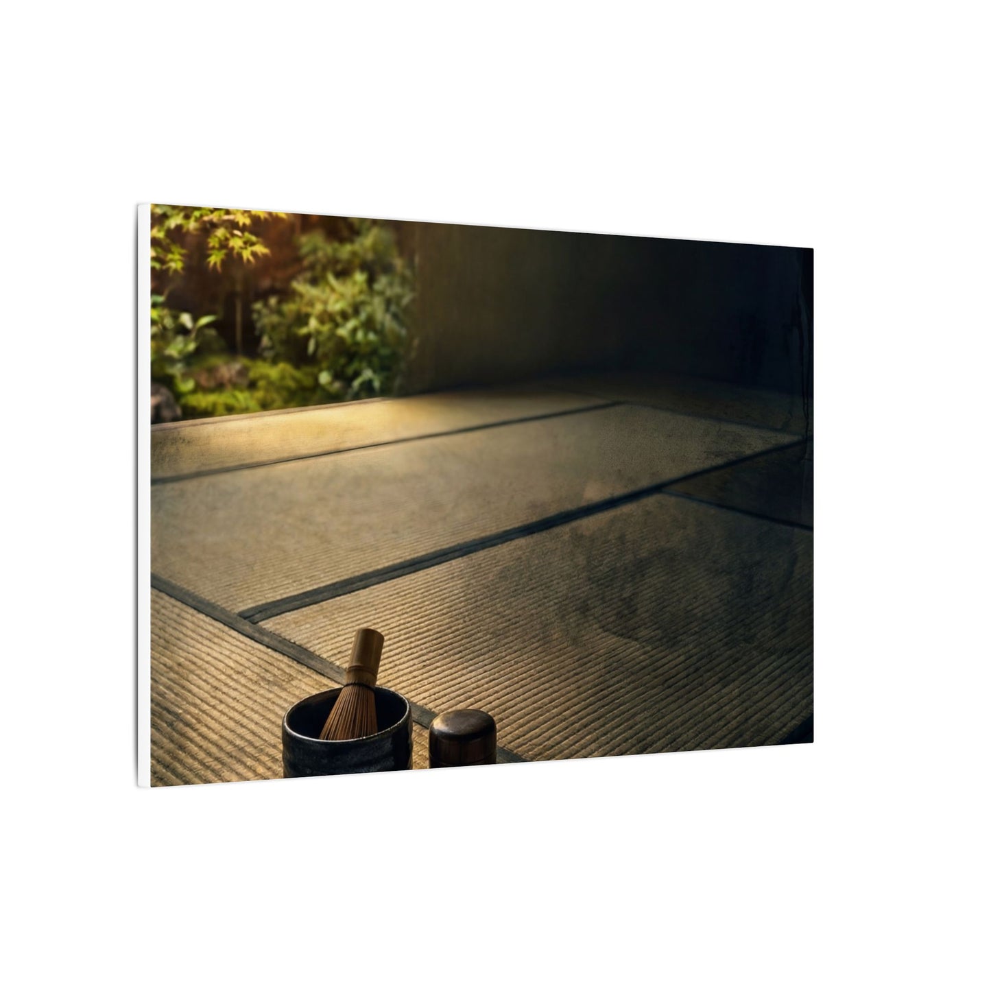 Dark Japandi Tea Ceremony in Golden Hour | Dark Texture Canvas Art