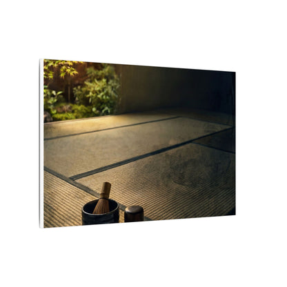 Dark Japandi Tea Ceremony in Golden Hour | Dark Texture Canvas Art