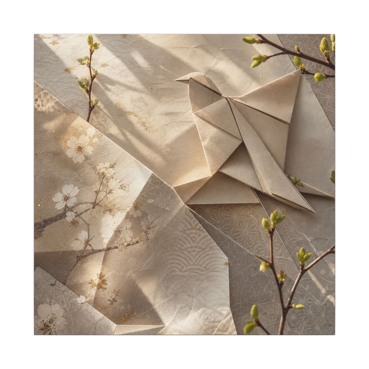 Golden Hour Paper Fold Canvas Art - Japandi Fukinsei