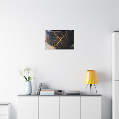 Tea Ceremony Autumn Canvas Art | Kintsugi Healing Design